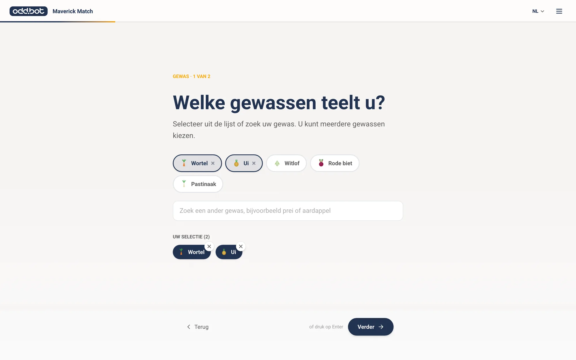 Eerst het gewas.